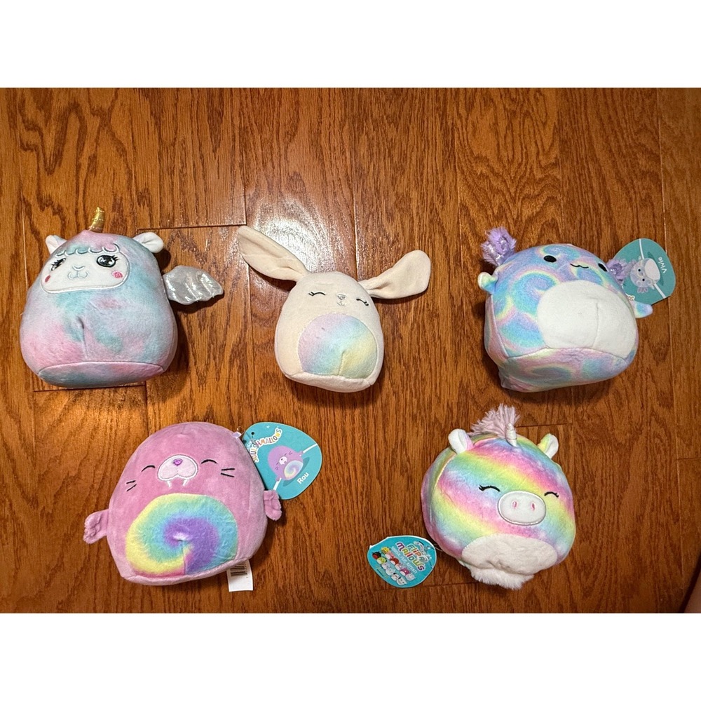 Mini Squishmallow Lot of 5 Animals - 3 New With Tags - Cuddly Soft Cute
